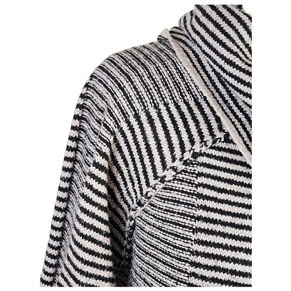 Lelis Black & Pale Pink Striped Cowl Neck Tunic Sweater S Cozy Lightweight Knit - Picture 6 of 10